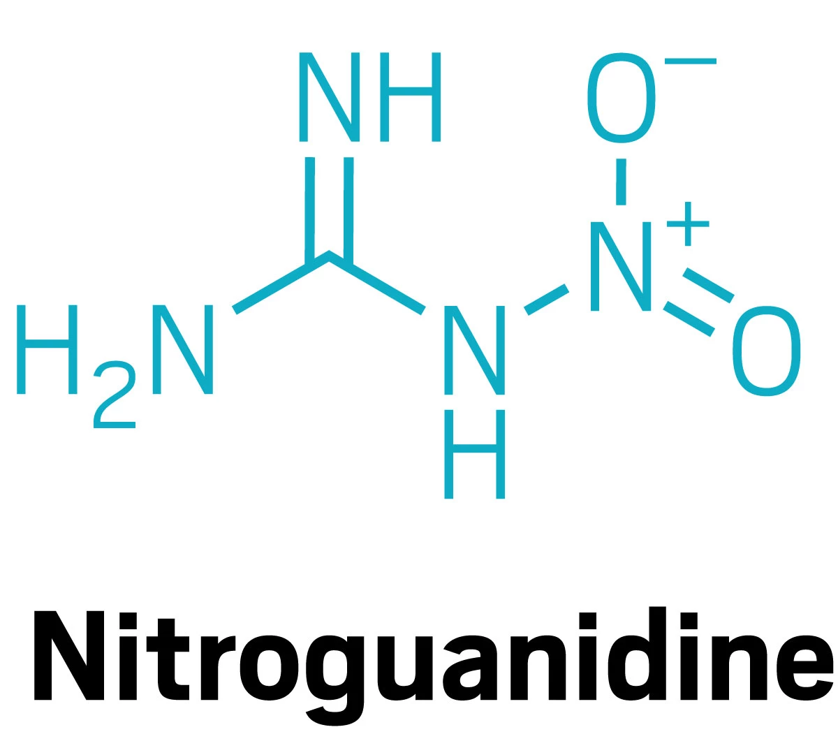The structure of nitroguanidine.